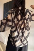 Ainsley Plaid Chiffon Blouse Stone